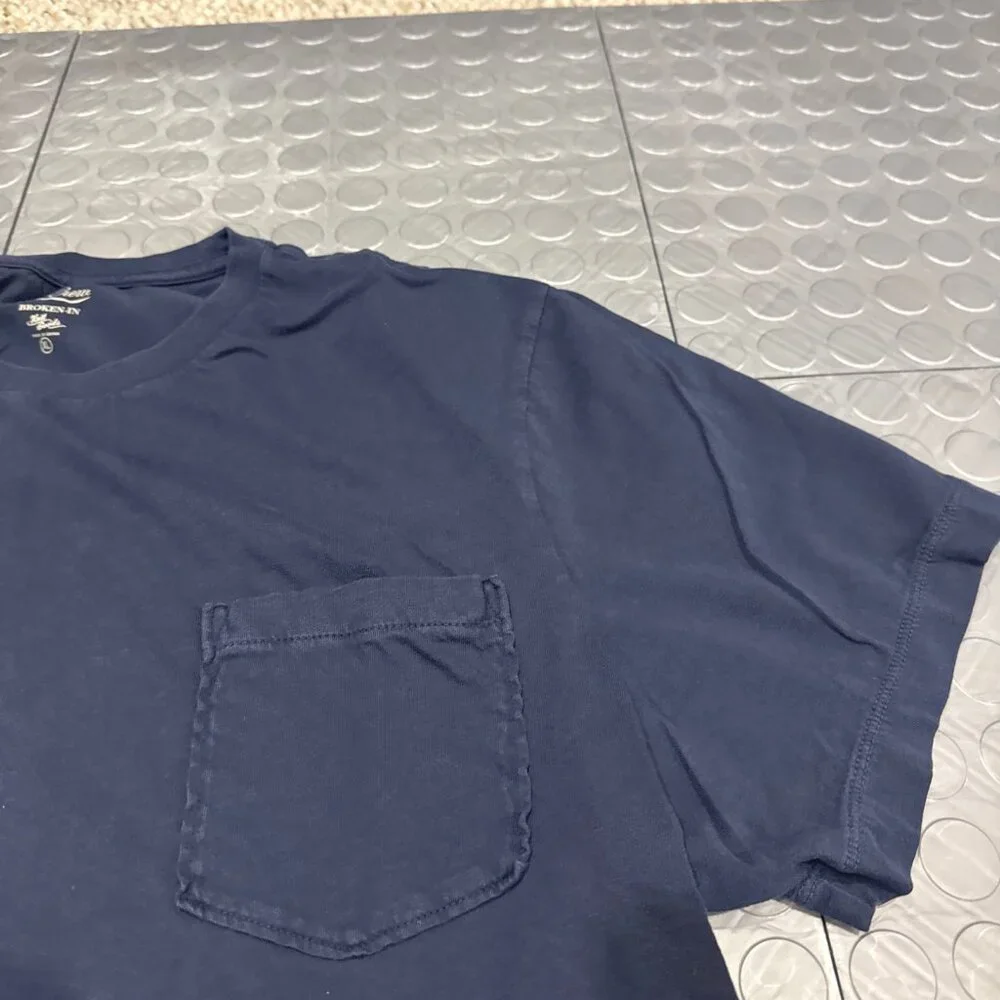 J Crew Classic Fit Broken-In Cotton Pocket Short Sleeve T-Shirt Navy Blue XL - Picture 3 of 4